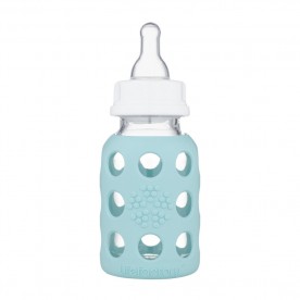 Biberon din sticla LifeFactory, cu manson de silicon, Verde pal 120 ml
