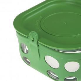 Caserola pentru depozitare si gatit din sticla, cu manson de silicon, LifeFactory, Verde 950 ml 
