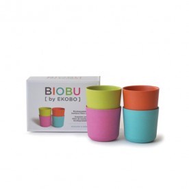 Set 4 Pahare ecologice din bambus pentru copii, model Bambino Nr 1, Biobu by Ekobo