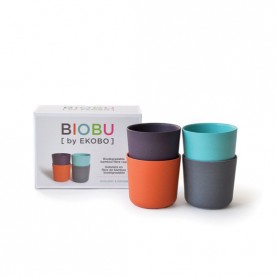 Set 4 Pahare ecologice din bambus pentru copii, model Bambino Nr 2, Biobu by Ekobo