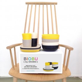 Serviciu de masa ecologic din bambus, 12 piese, Model Breakfast 2, Biobu by Ekobo