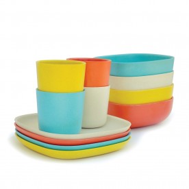 Serviciu de masa ecologic din bambus, 12 piese, Model Breakfast 1, Biobu by Ekobo