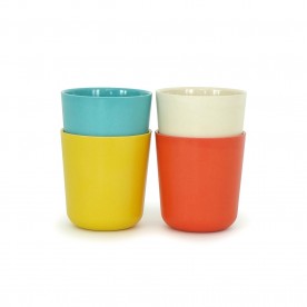 Set 4 Pahare ecologice din bambus, model GUSTO Mediu 2, 325 ml, Biobu by Ekobo