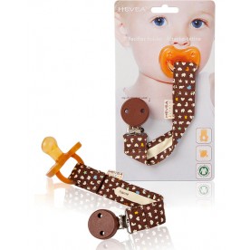 Agăţătoare suzetă din bumbac organic GOTS - Maro