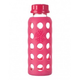 Sticla LifeFactory din sticla, cu manson de silicon si capac clasic, Roz zmeura 250 ml