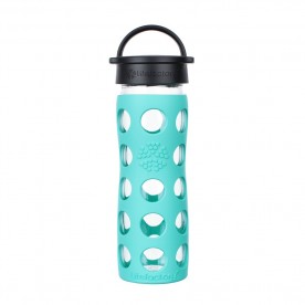 Sticlă LifeFactory din sticla, cu manşon de silicon, Turquoise 475 ml