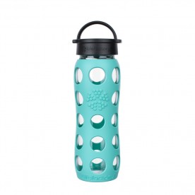 Sticlă LifeFactory din sticla, cu manşon de silicon, Turquoise 650 ml