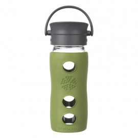 Cana termos de cafea din sticla LifeFactory, cu manson termoizolant, Verde salvia 350 ml 