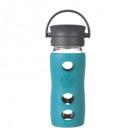 Cana termos de cafea din sticla LifeFactory, cu manson termoizolant, Lapis 350 ml 