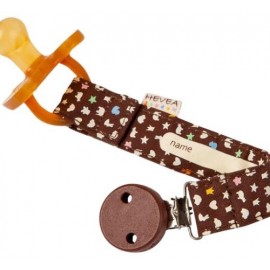 Agăţătoare suzetă din bumbac organic GOTS - Maro