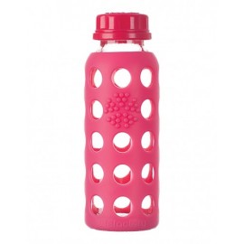 Sticla LifeFactory din sticla, cu manson de silicon si capac clasic, Roz zmeura 250 ml
