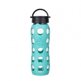 Sticlă LifeFactory din sticla, cu manşon de silicon, Turquoise 650 ml