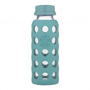 Sticla LifeFactory din sticla, cu manson de silicon si capac clasic, Verde 250 ml