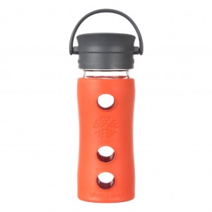 Cana termos de cafea din sticla LifeFactory, cu manson termoizolant, Portocaliu 350 ml 