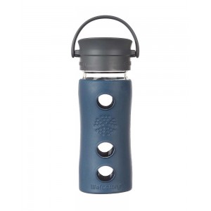 Cana termos de cafea din sticla LifeFactory, cu manson termoizolant, Albastru 350 ml 