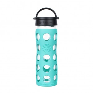 Sticlă LifeFactory din sticla, cu manşon de silicon, Turquoise 475 ml