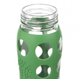 Sticlă LifeFactory din sticla, cu manşon de silicon şi capac pai, Verde 650 ml