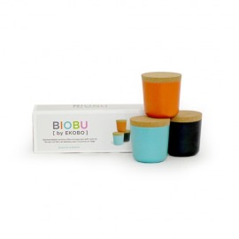 Set 3 Borcane depozitare ecologice din bambus, 230 g, model Gusto 2, Biobu by Ekobo